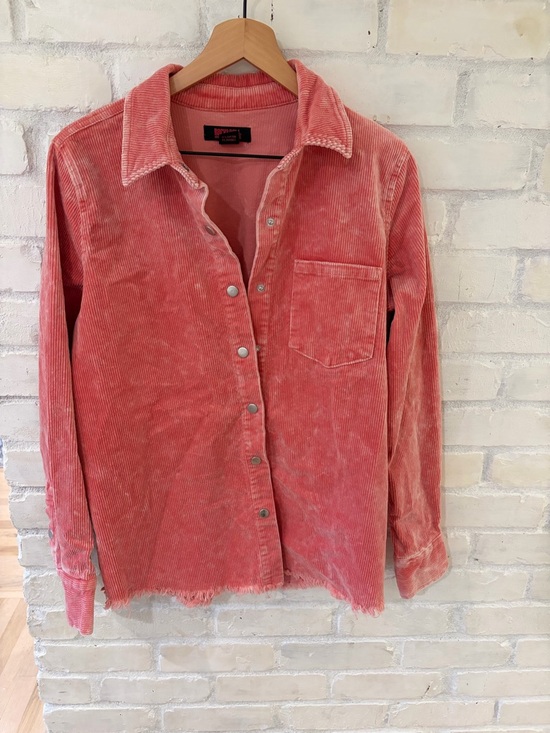 Rock & Roll Cowgirl Tops - Rock & Roll Cowgirl Coral Pink Corduroy Button-Down Shirt